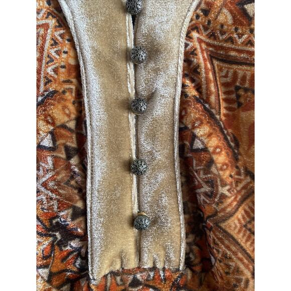 One World Womens Small Yellow Velour Tunic Top Goblincore Long Sleeve - Picture 3 of 8